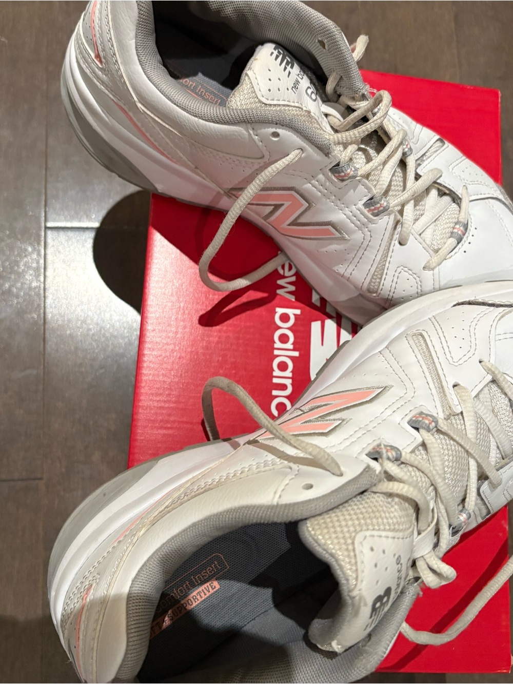 New Balance Women's White Sneakers with Light Pink Accents